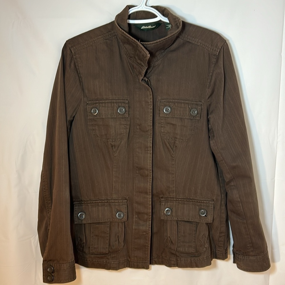 Eddie Bauer Utility jacket brown pockets vintage size medium men’s casual dress